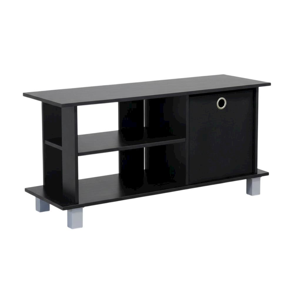 Simplistic TV Stand with Black Espresso Finish and Bin Drawers for Storage