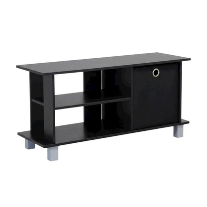 Simplistic TV Stand with Black Espresso Finish and Bin Drawers for Storage