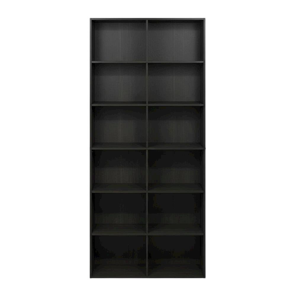 Wooden 12-Cube Open Bookcase with Ample Storage and Amber Pine Finish