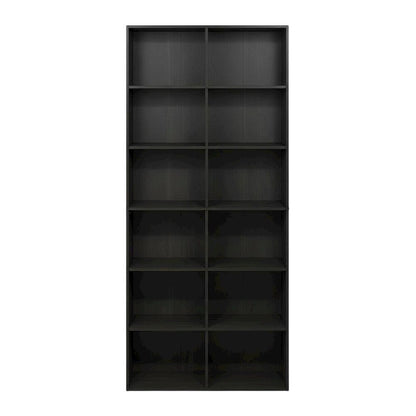 Wooden 12-Cube Open Bookcase with Ample Storage and Amber Pine Finish