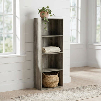 4-Tier Open Shelf Bookcase with Rustic French Oak Finish
