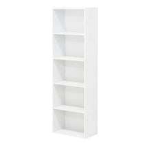 Reversible 5-Tier White Open Shelf Bookcase for Storage and Organization