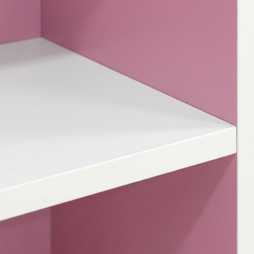 White and Pink Reversible Open Shelf Bookcase, 5-Tier for Organized Storage