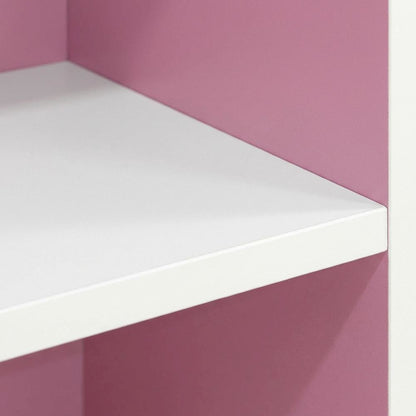 White and Pink Reversible Open Shelf Bookcase, 5-Tier for Organized Storage