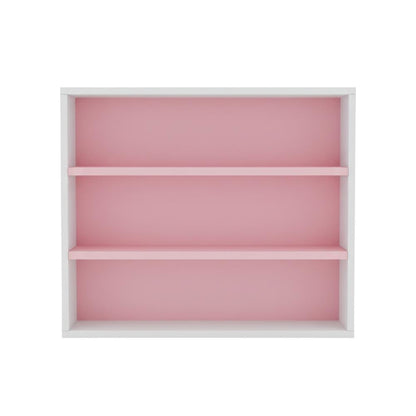 White and Pink 3-Tier Open Shelf Bookcase with Modern Storage Design