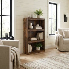 Amber Pine 3-Tier Adjustable Shelf Bookcase with Space-Saving Design