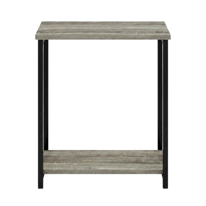 French Oak Metal Frame End Table for Living Room or Bedroom