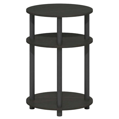 Espresso 3-Tier Oval Nightstand with Open Shelving Bedside Table