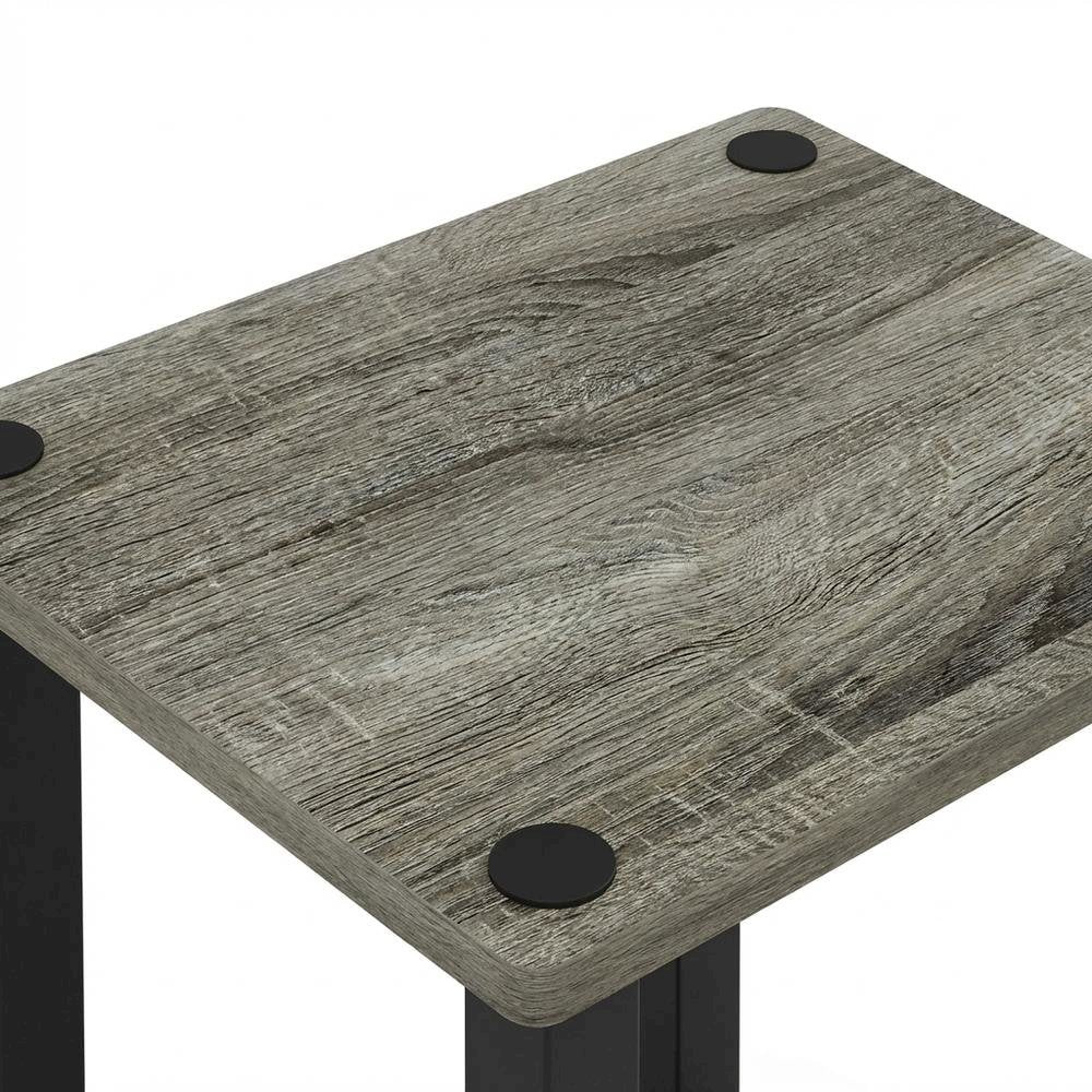 Small French Oak and Black End Table with Stylish Modern Design