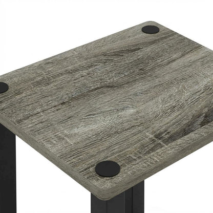Small French Oak and Black End Table with Stylish Modern Design