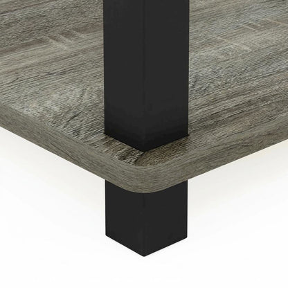 Small French Oak and Black End Table with Stylish Modern Design