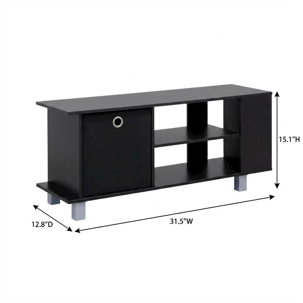 Simplistic TV Stand with Black Espresso Finish and Bin Drawers for Storage