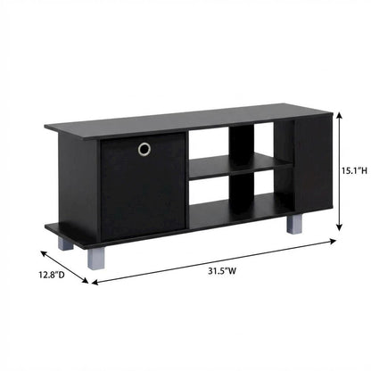Simplistic TV Stand with Black Espresso Finish and Bin Drawers for Storage