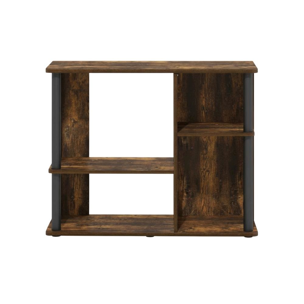 Wooden TV stand with amber pine and black finish, holds up to 40-inch screens