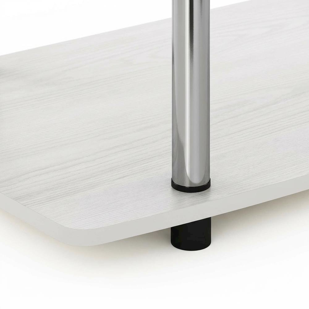 White Oak/Chrome TV Stand with 3-Tier Shelving and Wooden Construction
