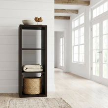Wooden bookcase with open shelving and sturdy construction