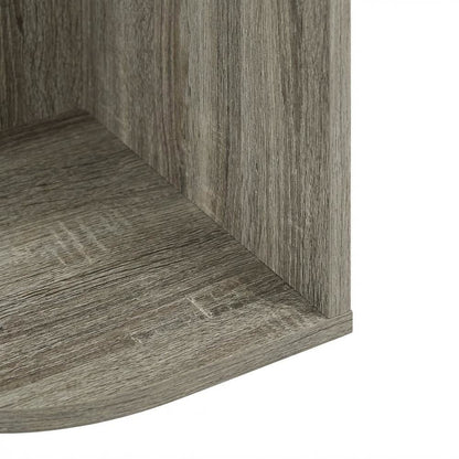 Corner Open Shelf Bookcase in French Oak Finish for Residential Storage