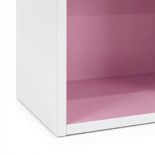 White and Pink 3-Tier Open Shelf Bookcase with Modern Storage Design