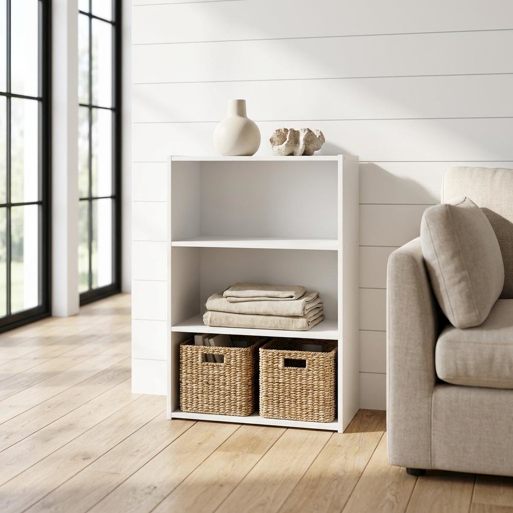 Wooden bookcase with open shelving for versatile storage and display