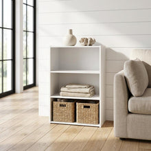 Wooden bookcase with open shelving for versatile storage and display