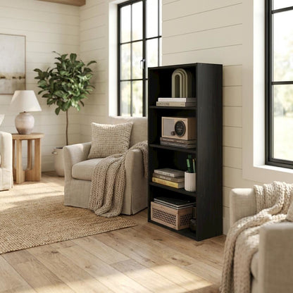 Wooden bookcase with sleek design for modern home decor