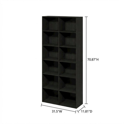 Wooden bookcase with open shelving for contemporary decor storage