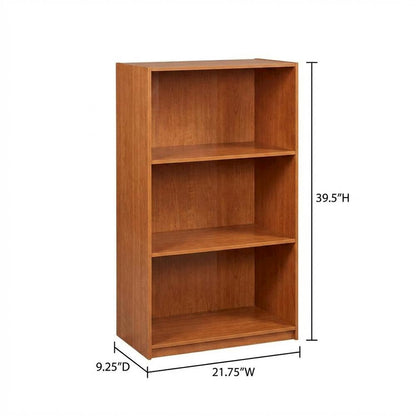Wooden 3-Tier Bookcase with Light Cherry Finish for Versatile Storage