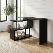 L-Shape Computer Desk with 3-Tier Shelves - Americano/Black Modern Design