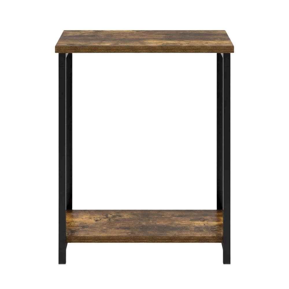 Amber Pine Metal Frame End Table for Living Room or Bedroom