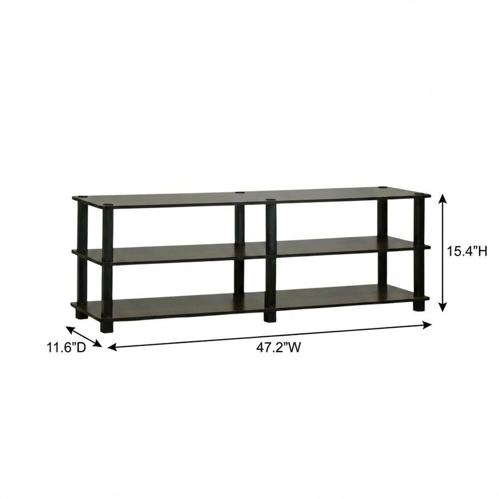 Dark Brown TV Stand with 3-Tier Storage for Entertainment Room