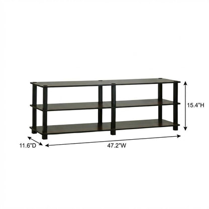 Dark Brown TV Stand with 3-Tier Storage for Entertainment Room