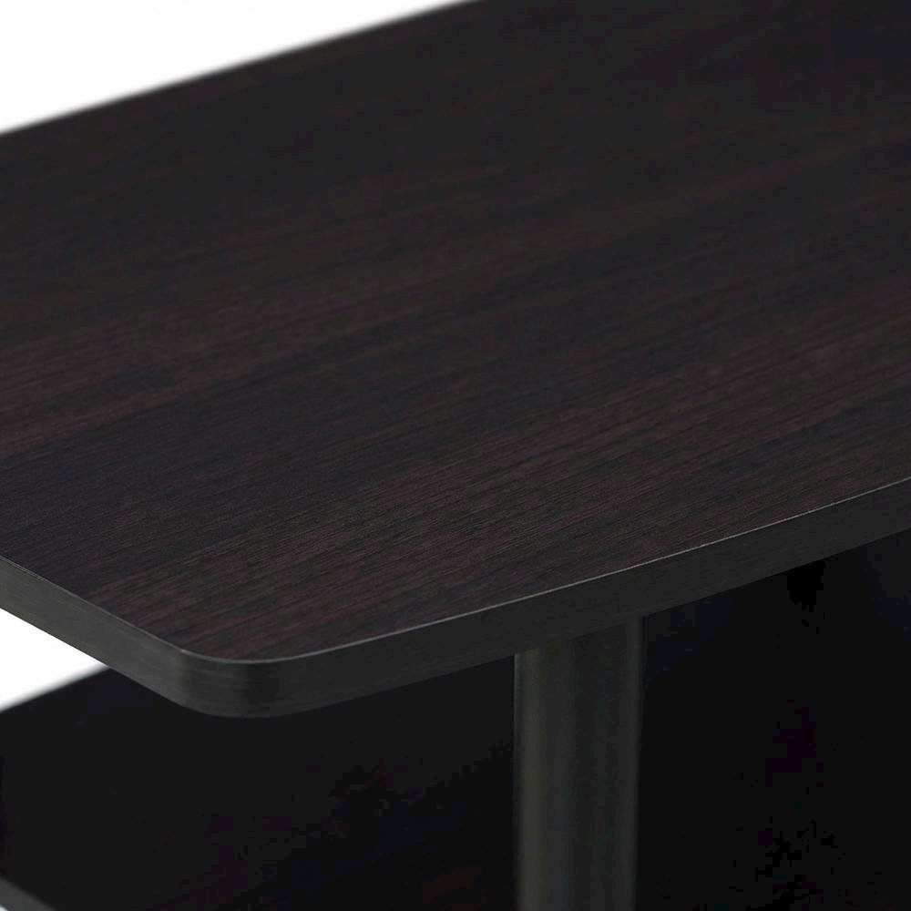 Dark Walnut TV stand with 3-tier open shelves and modern design