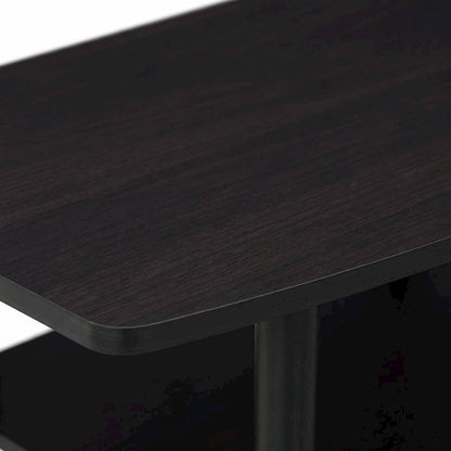 Dark Walnut TV stand with 3-tier open shelves and modern design