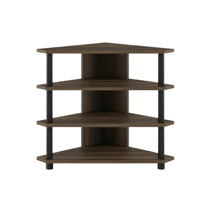 Wooden TV Stand with Columbia Walnut/Black Finish and Easy Assembly