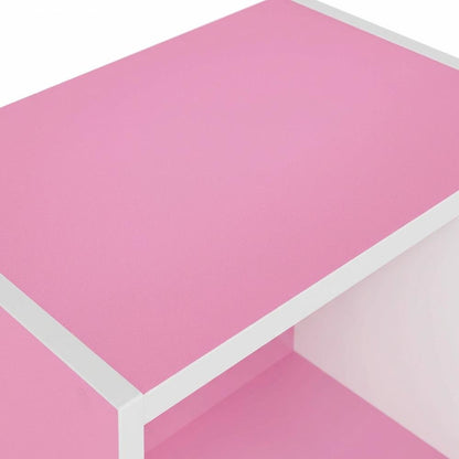 Pink 2-Tier Open Shelf Bookcase with Wooden Construction