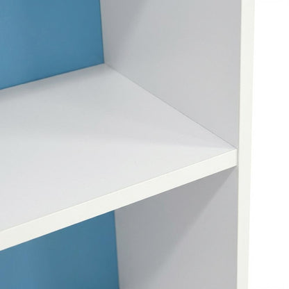 White and Light Blue 5-Tier Reversible Open Shelf Bookcase, Adjustable Shelves