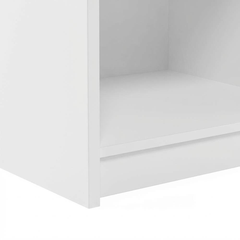White wooden nightstand with drawer and modern design for bedroom storage