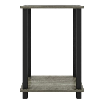 Small French Oak and Black End Table Set with Modern Design