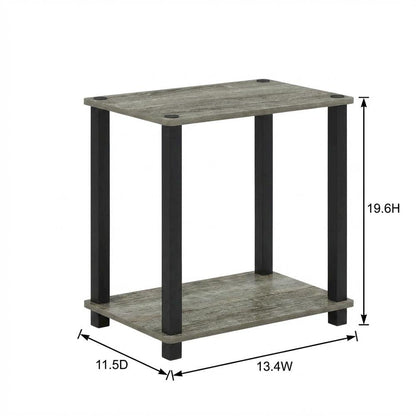Small French Oak and Black End Table with Stylish Modern Design