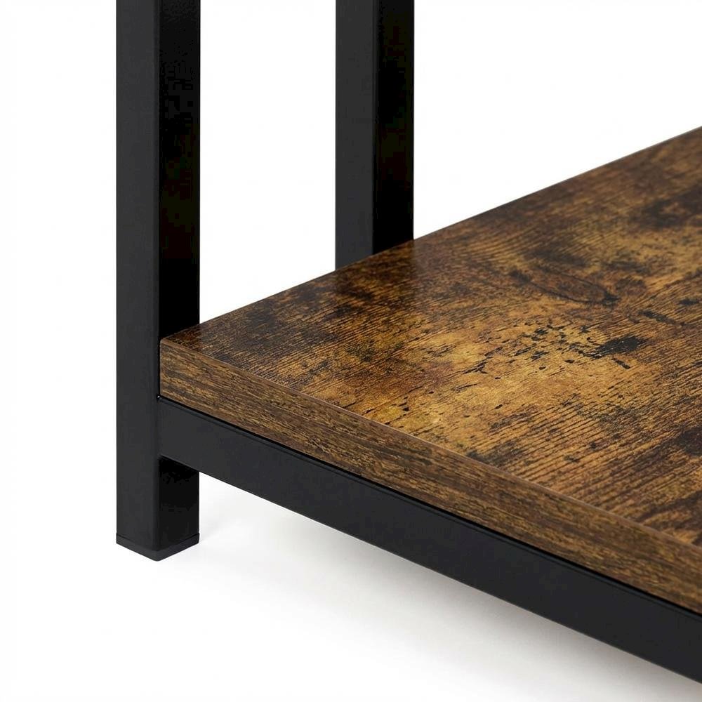 Amber Pine Metal Frame End Table for Living Room or Bedroom