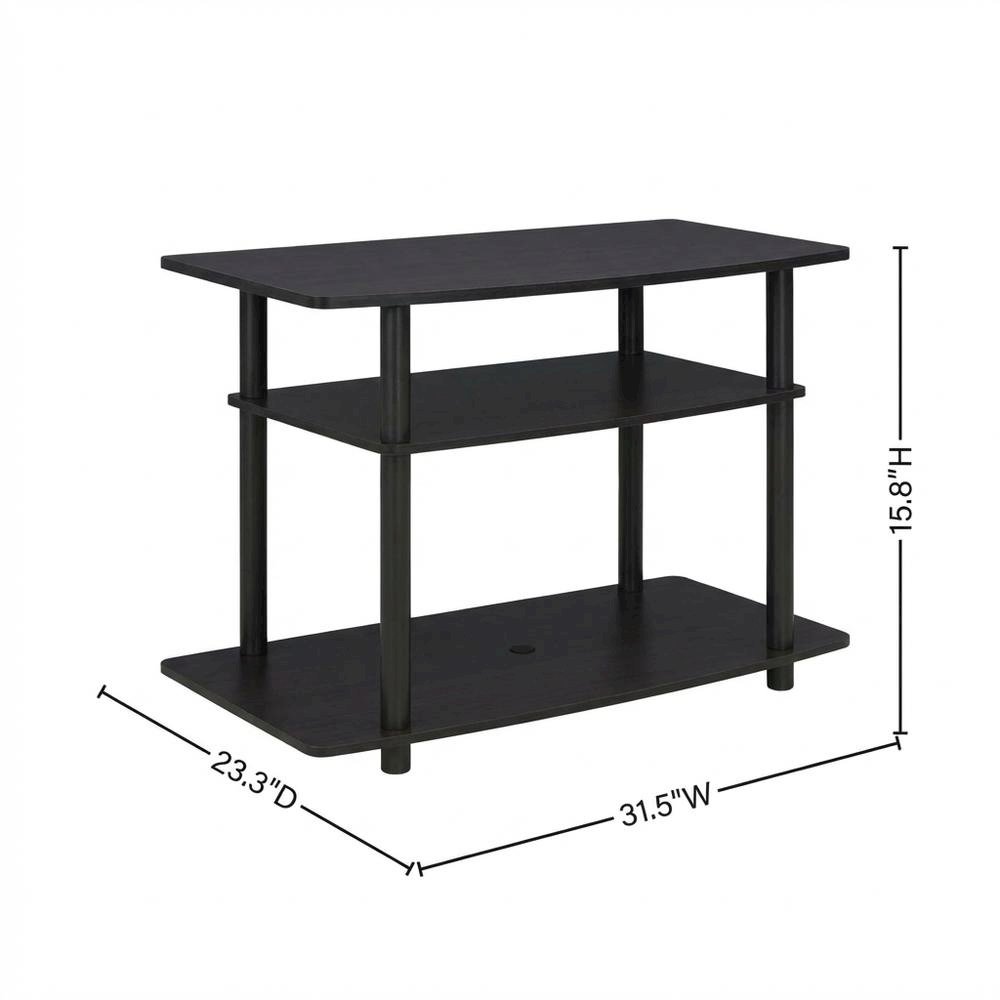 Dark Walnut TV stand with 3-tier open shelves and modern design