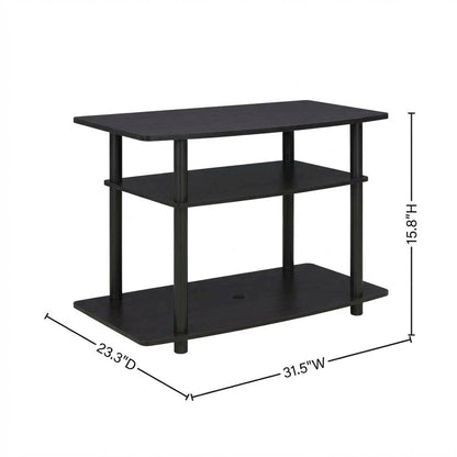 Dark Walnut TV stand with 3-tier open shelves and modern design