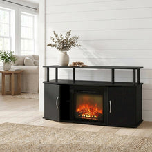 Brown Fireplace Entertainment Center, Doors, Storage Cabinet, 55-Inch TVs