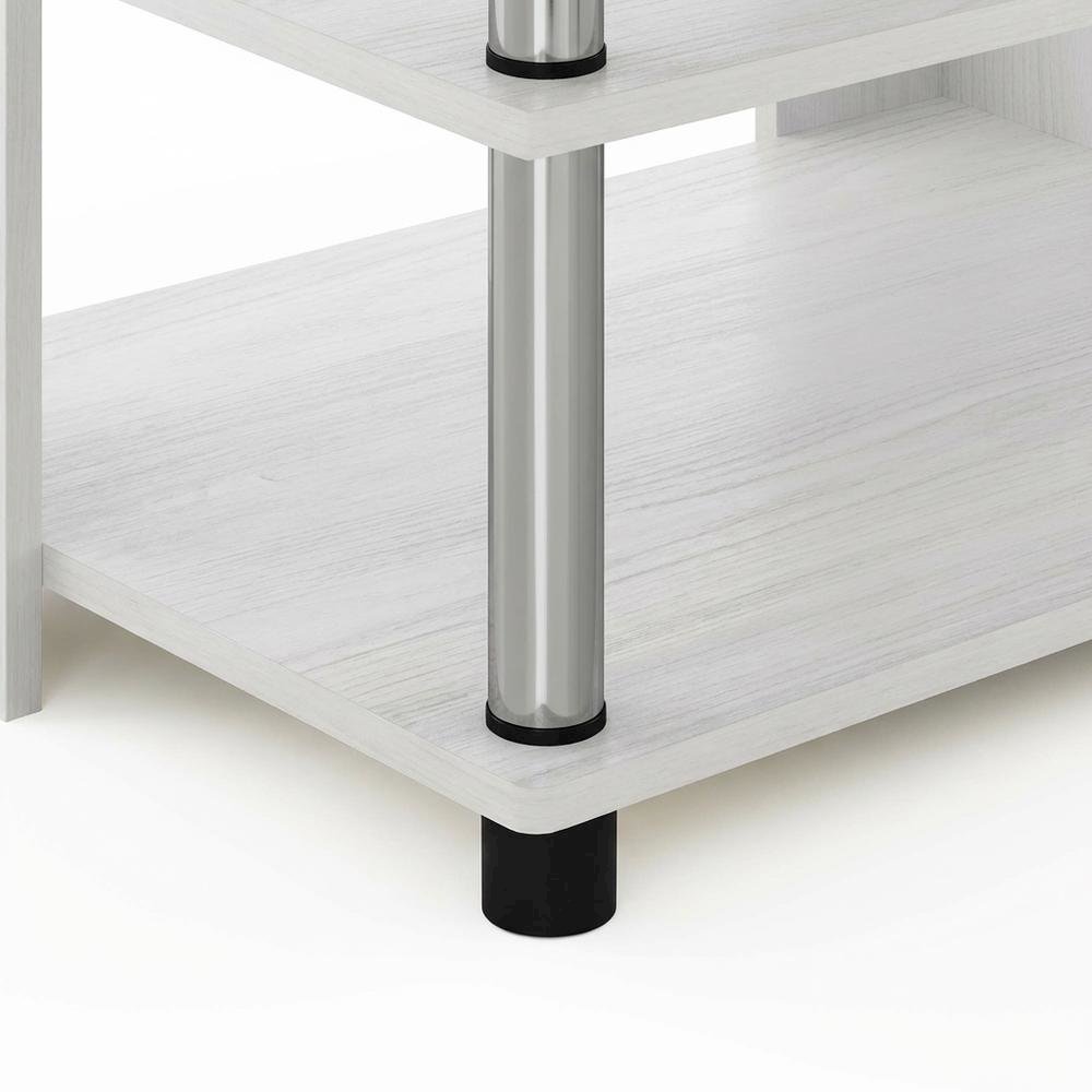 White Oak TV Stand, 3-Tier Design, Stainless Steel Tubes, up to 48 inches