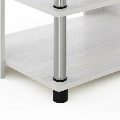 White Oak TV Stand, 3-Tier Design, Stainless Steel Tubes, up to 48 inches