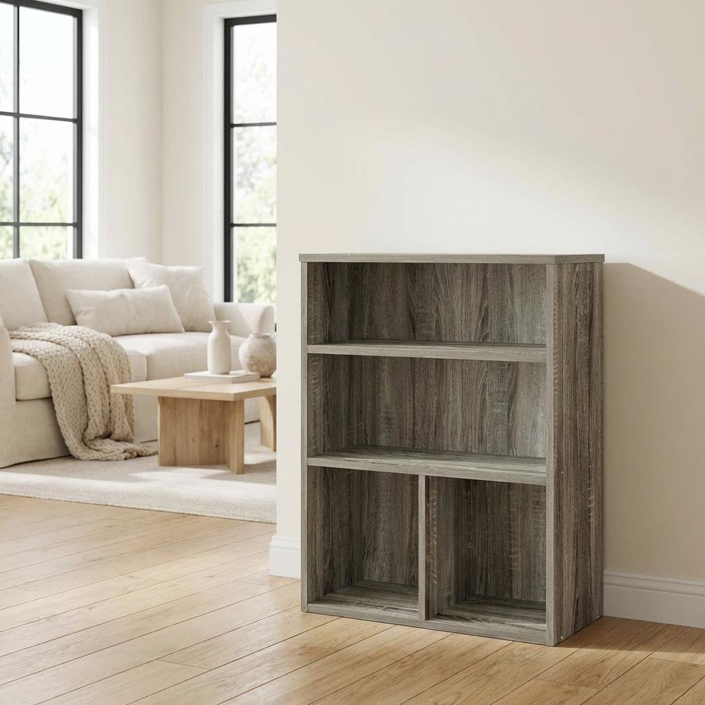 Wooden Bookcase in Warm Brown Finish for Elegant Home Storage