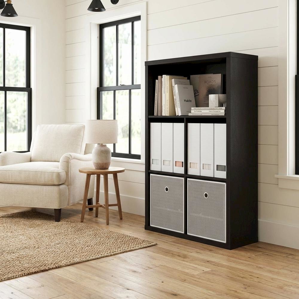 Wooden bookcase with sleek design, sturdy construction, ideal for home or office