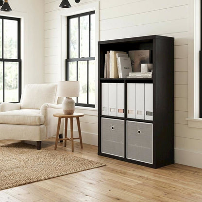 Wooden bookcase with sleek design, sturdy construction, ideal for home or office
