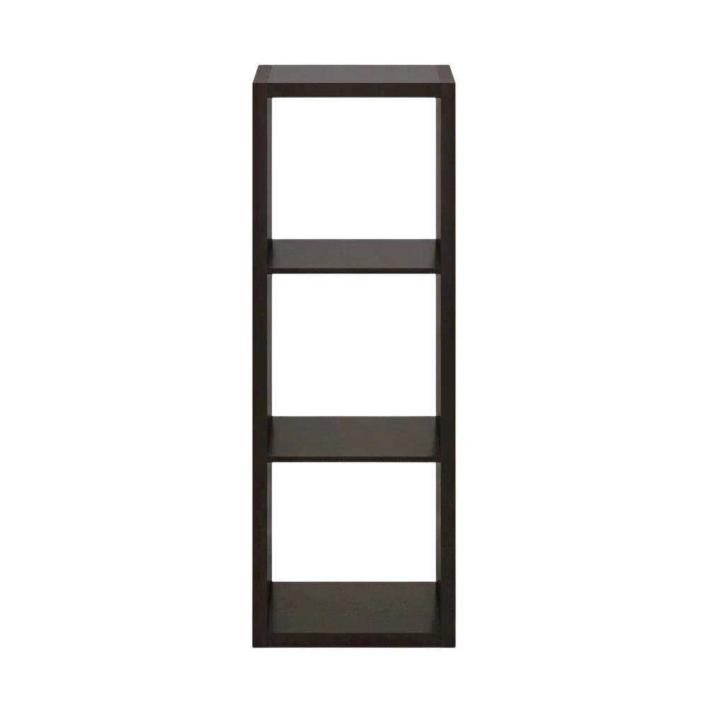 Wooden bookcase with open shelving and sturdy construction