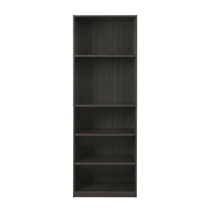 Espresso 5-Shelf Bookcase with Spacious Storage and Modern Design